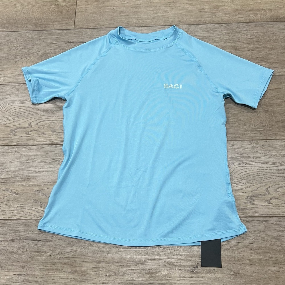 Daci Women Rashguard Short Sleeves Swim Shirt Size Medium Light Blue